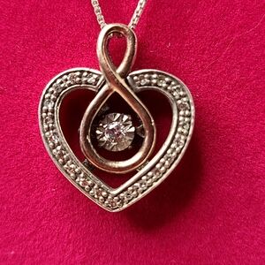 Diamond Sterling Silver and 10k Gold Heart Necklace